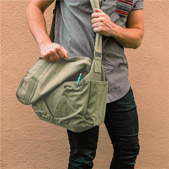 Classic Messenger Bag - Vintage Canvas Shoulder Bag for All-Purpose Use - Picture 4 of 6